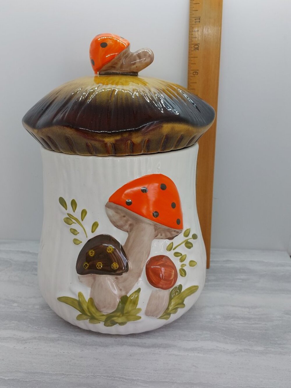 Vintage Sears Merry Mushroom Ceramic Canister / Cookie Jar Large